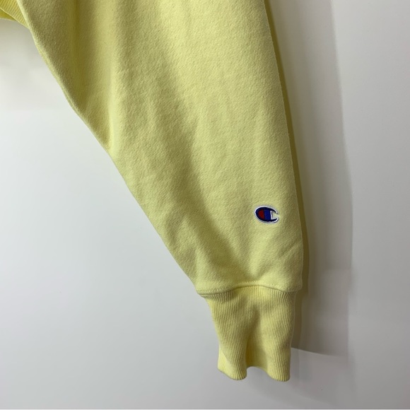 Champion Reverse Weave Lemon Yellow Thick Cropped Hoodie New Nwt Size Small - Picture 5 of 16